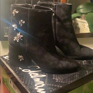 Sam Edelman chunky black suede booties.